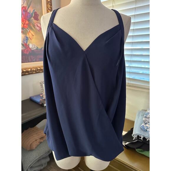 NWT Naked Zebra Women's Navy Blue Overlap Tank Top Size Large - Picture 3 of 8